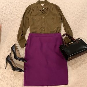 J. Crew Wool No. 2 Pencil Skirt in deep purple, size 6, great condition